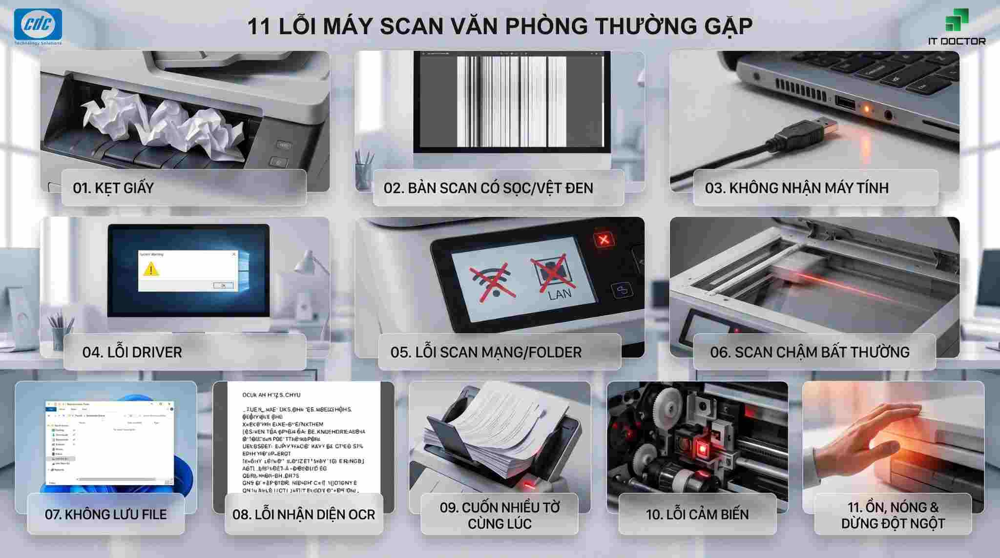 Các lỗi máy scan văn phòng thường gặp nhất và cách kiểm tra