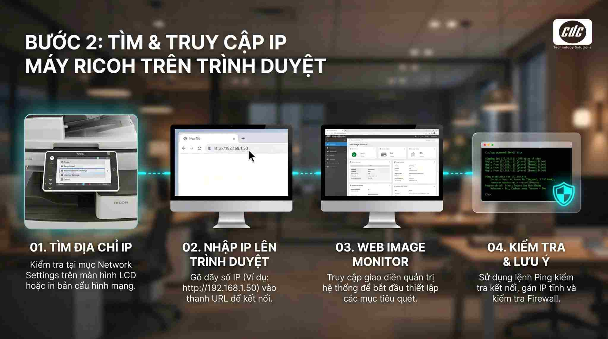 Tìm và truy cập địa chỉ IP máy photocopy Ricoh trên trình duyệt