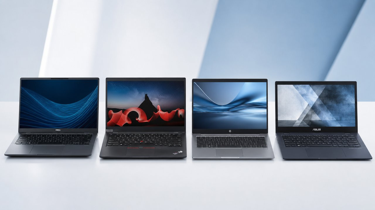 Hình minh họa các dòng laptop doanh nghiệp Dell Lenovo HP Asus So sánh laptop doanh nghiệp Dell Lenovo HP Asus khi chọn thiết bị cho công ty