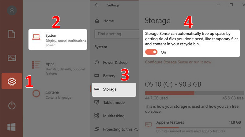 Dọn rác hệ thống bằng Storage Sense.