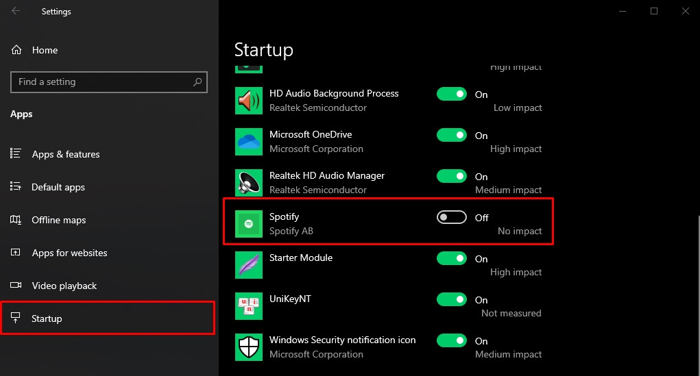 Gỡ bỏ ứng dụng khởi động cùng Windows.