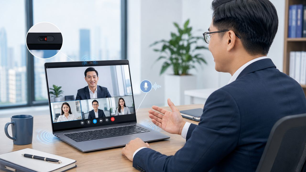 Camera, micro và loa cần đủ tốt cho họp trực tuyến trên laptop cho quản lý