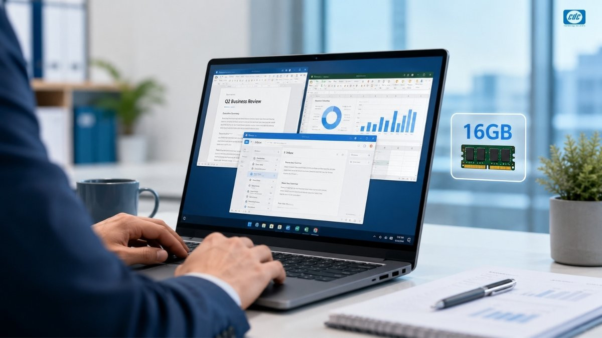 RAM 16GB là tiêu chuẩn cơ bản cho laptop quản lý doanh nghiệp