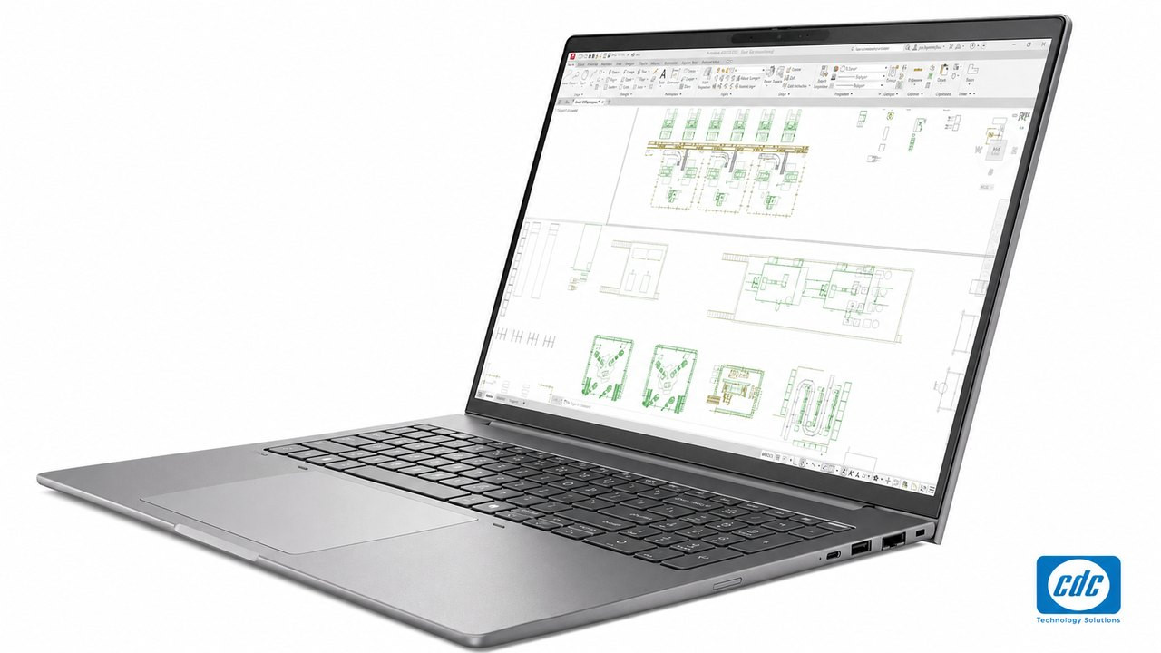 HP ZBook 8 G2i 16 DS3X5AT nhìn nghiêng bên phải trong tác vụ CAD