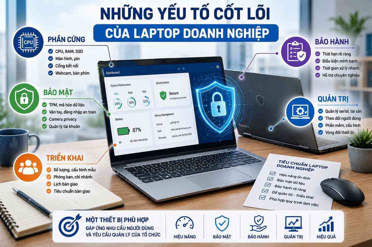 Các yếu tố cấu thành một chiếc laptop dành cho doanh nghiệp