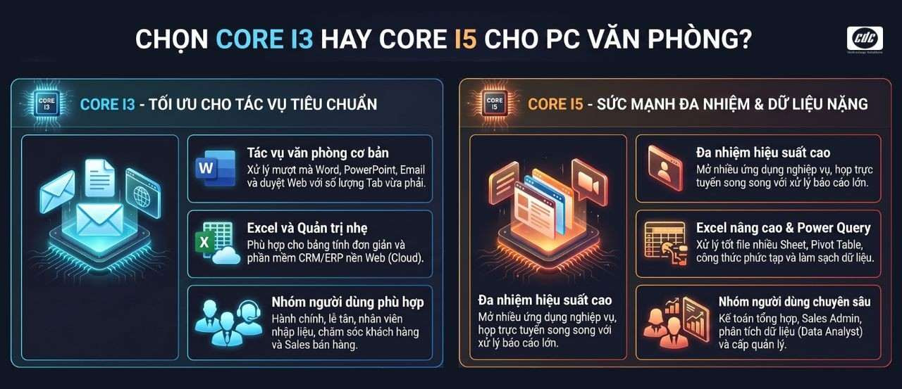 Chọn core i3 hay i5 cho PC văn phòng