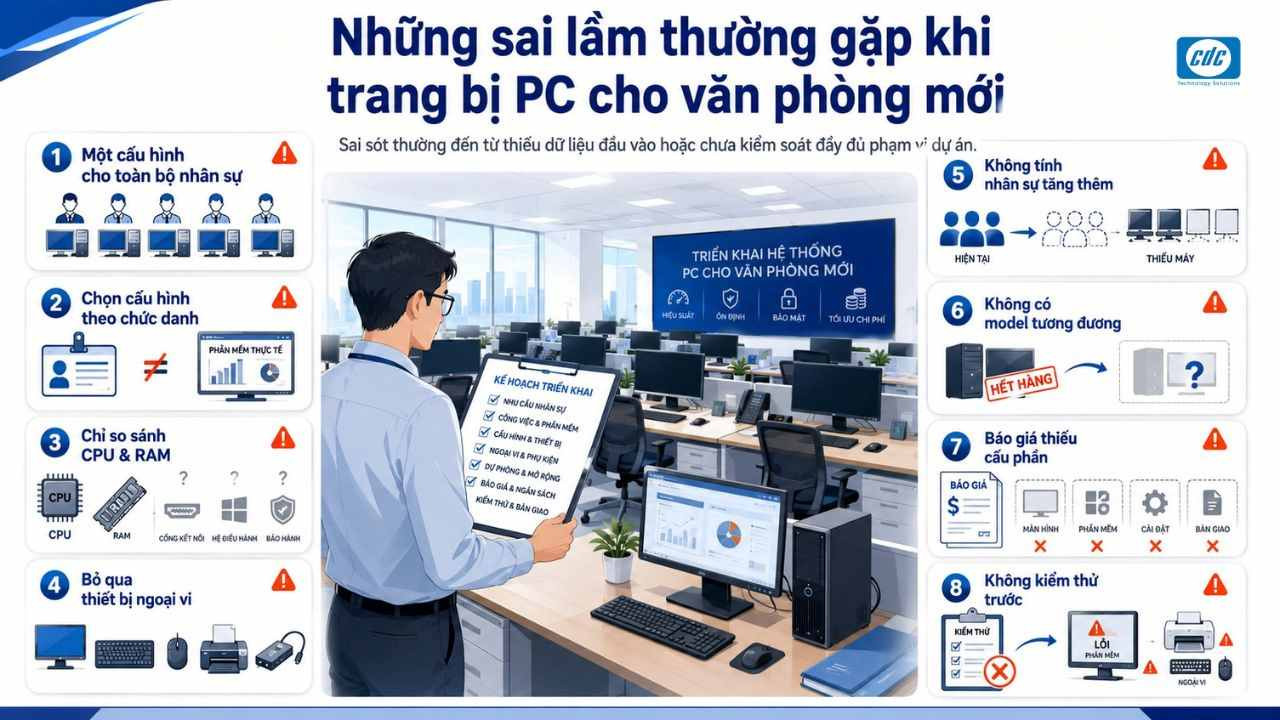 Những sai lầm thường gặp khi trang bị PC cho văn phòng mới