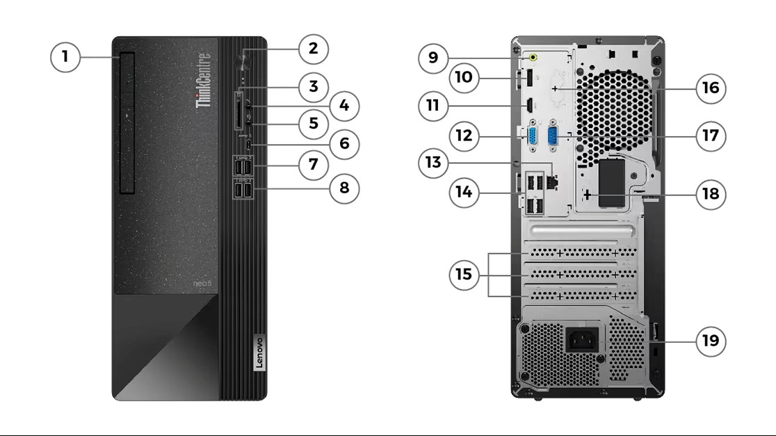 Lenovo ThinkCentre Neo 50T G4 đa dạng kết nối, dễ dàng tương thích với cả thiết bị cũ lẫn mới