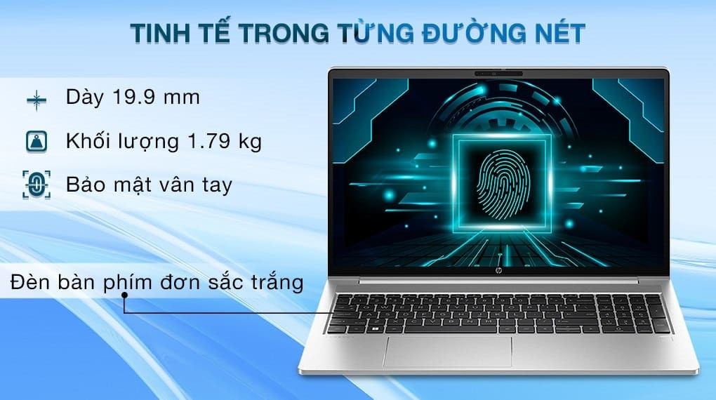 Với lớp vỏ nhôm bạc thanh lịch và khung máy gọn nhẹ, HP ProBook 450 G10 9H8H2PT phù hợp cho người dùng hay di chuyển