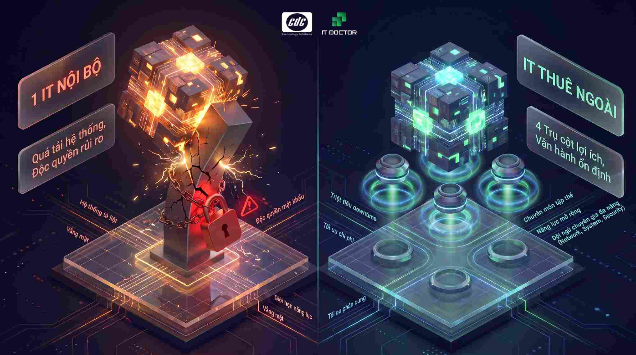 Lợi ích thuê IT ngoài vs rủi ro IT nội bộ