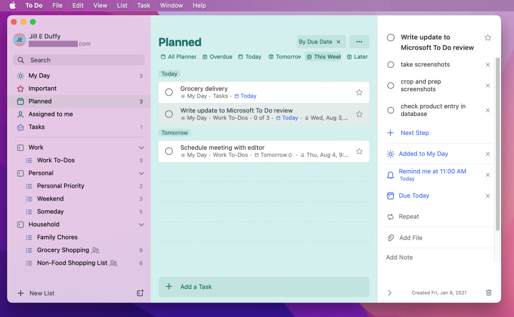 Microsoft To Do miễn phí, dễ sử dụng và tích hợp tốt với các dịch vụ của Microsoft trên Window
