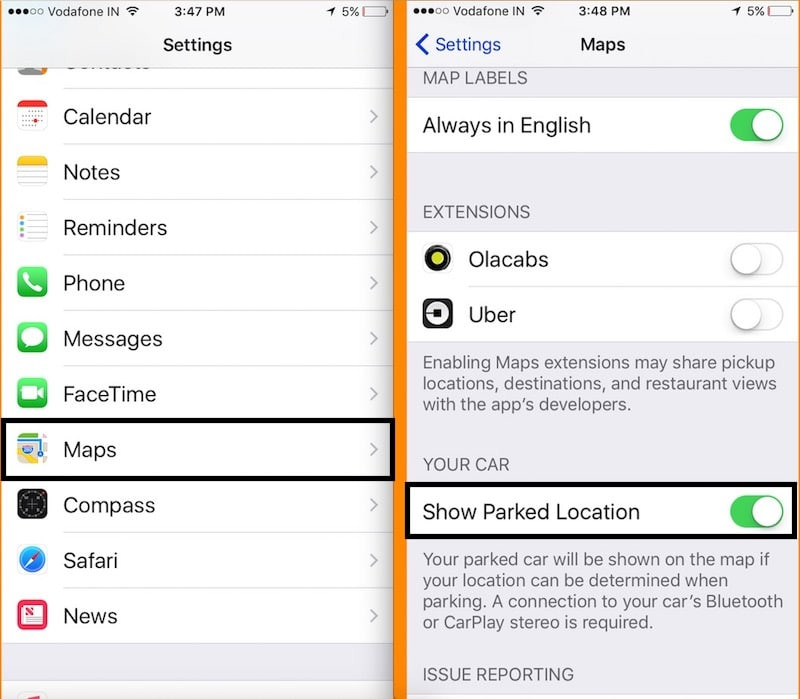 Apple Maps tự động đánh dấu vị trí bạn rời xe khi ngắt kết nối Bluetooth