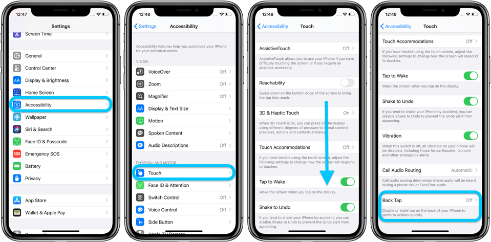 Bạn có thể chạm vào mặt lưng iPhone để kích hoạt một hành động như chụp màn hình, bật đèn pin, mở app…