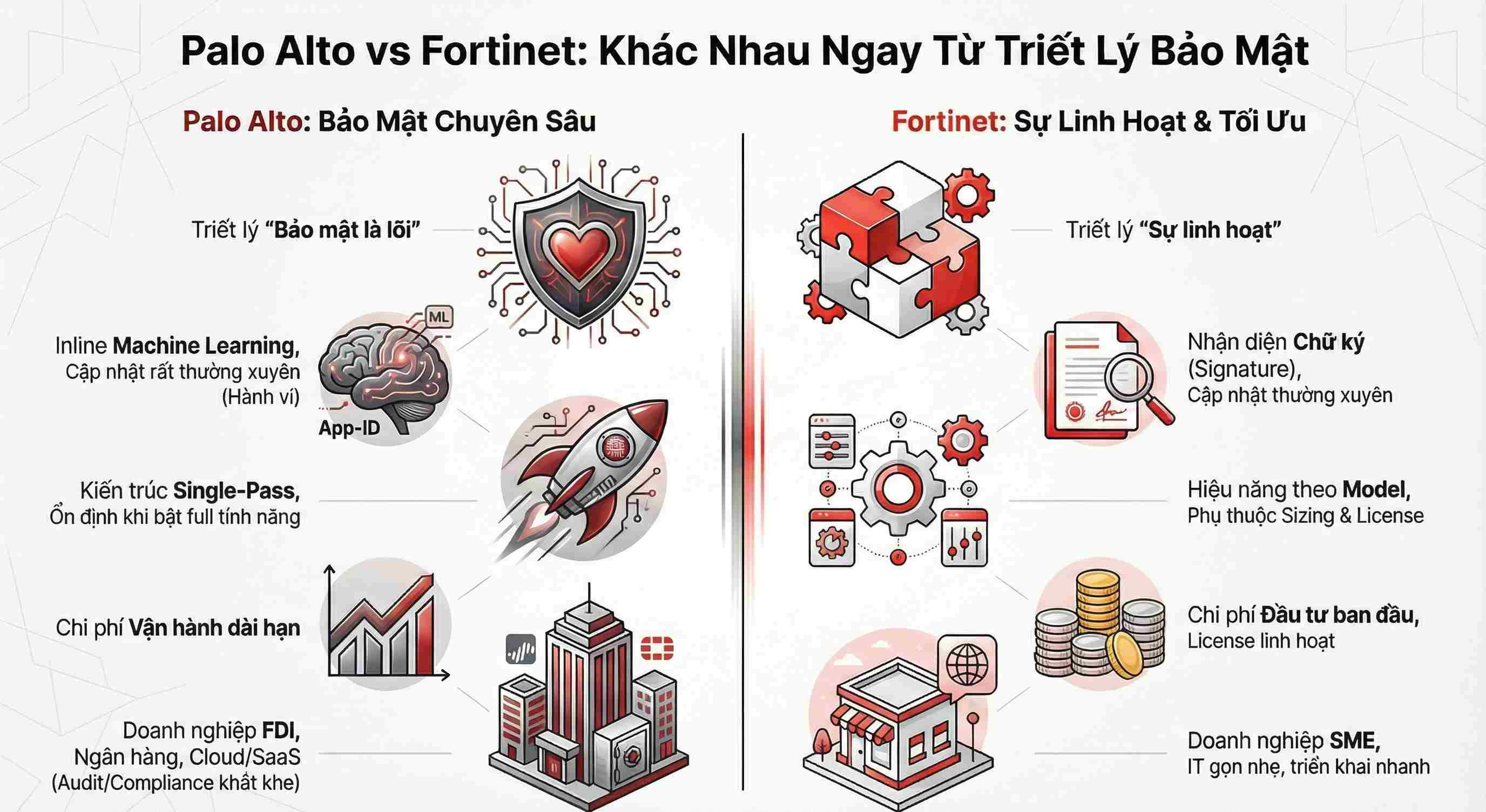 Palo Alto và Fortinet: Khác nhau ngay từ triết lý bảo mật