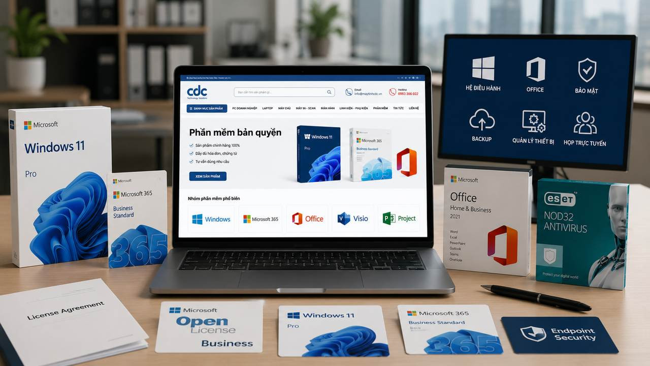 Phần mềm bản quyền đi cùng phần cứng trong dự án cung ứng thiết bị CNTT doanh nghiệp