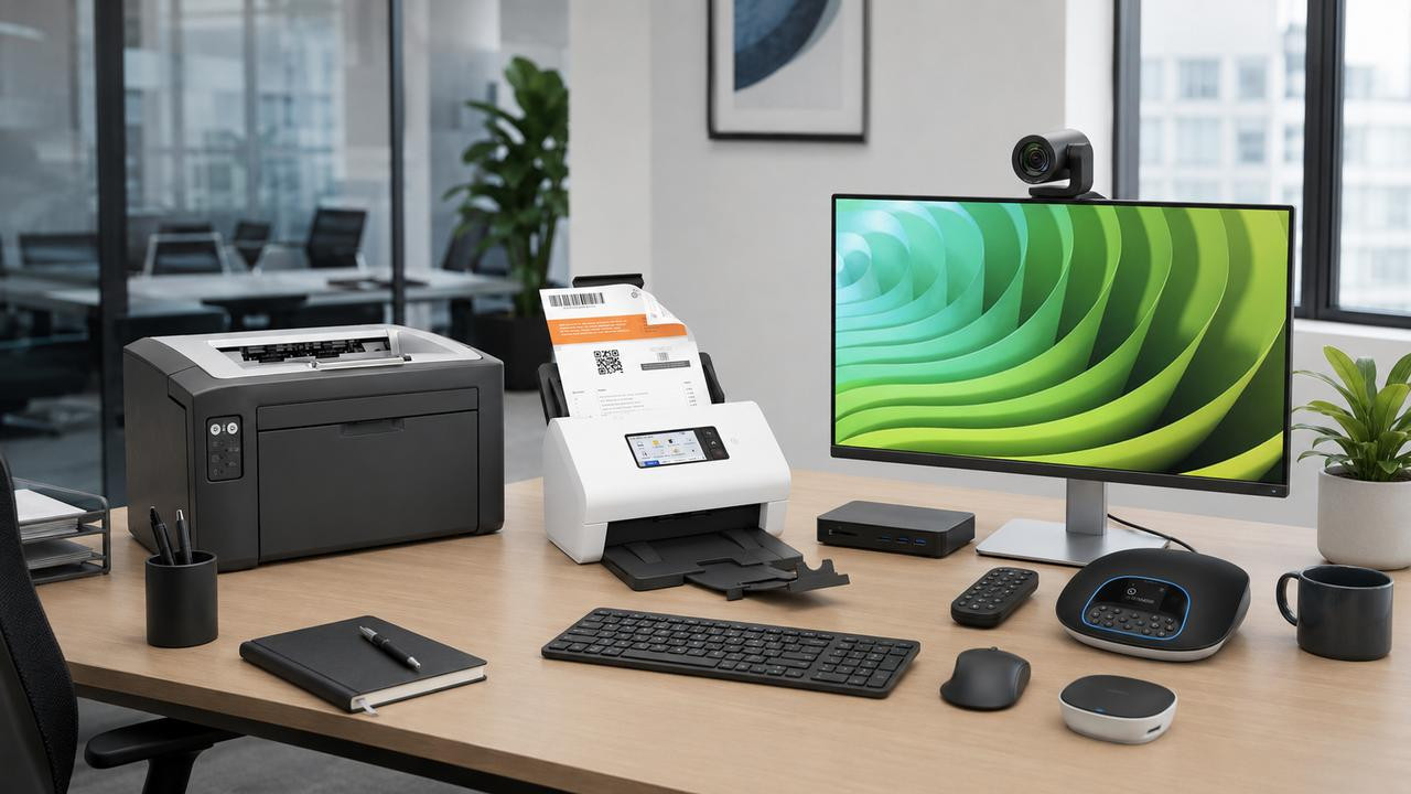 Thiết bị in scan màn hình và phụ kiện văn phòng được chuẩn hóa cho doanh nghiệp