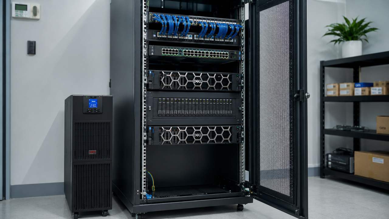 Thiết bị mạng máy chủ lưu trữ và UPS được chuẩn hóa cho hạ tầng CNTT doanh nghiệp