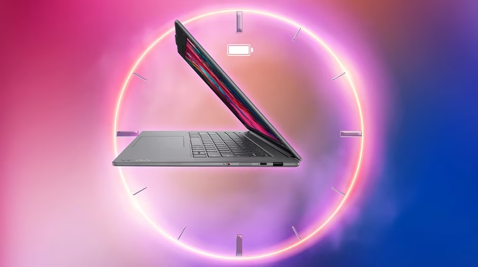 Yoga Slim 7i Aura Edition có mức pin hiếm thấy so với các đối thủ cùng kích thước có màn hình 120Hz