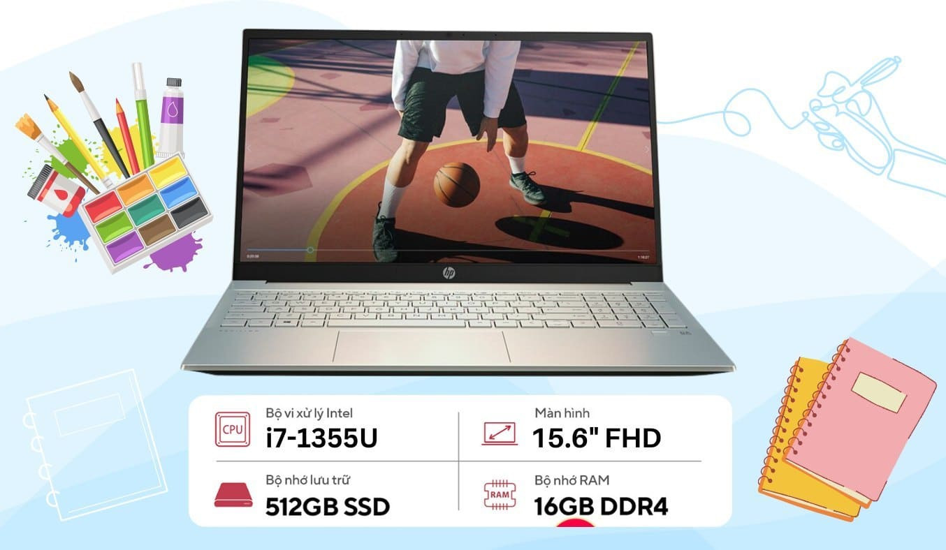 Laptop HP Pavilion 15-eg3092TU 8C5L3PA sở hữu Intel Core i7-1355U với xung nhịp tối đa lên tới 5.00GHz