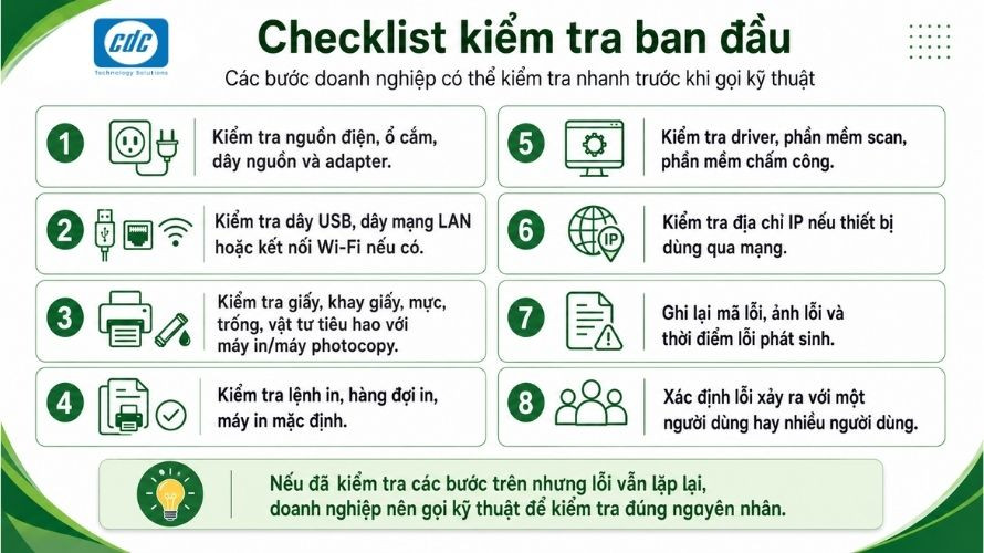 Check list có thể tự kiếm tra thiết bị văn phòng.