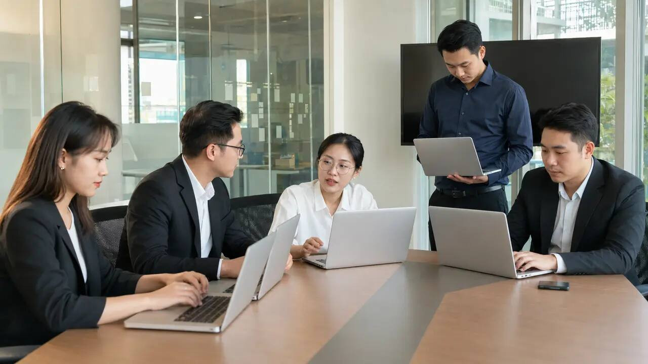 Nhân sự doanh nghiệp SME và FDI sử dụng laptop Dell Pro trong cuộc họp