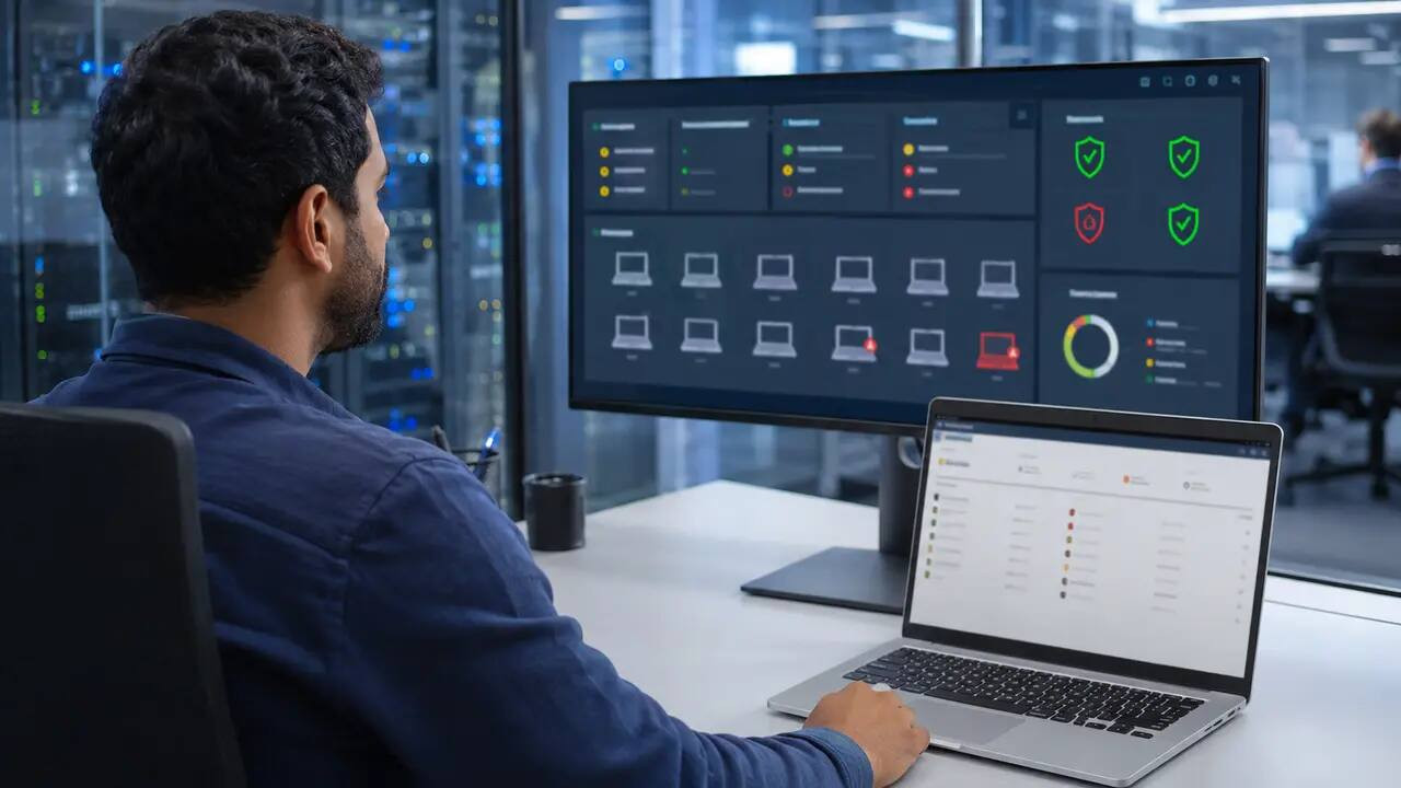 Bộ phận IT quản trị và giám sát bảo mật đội laptop Dell Pro