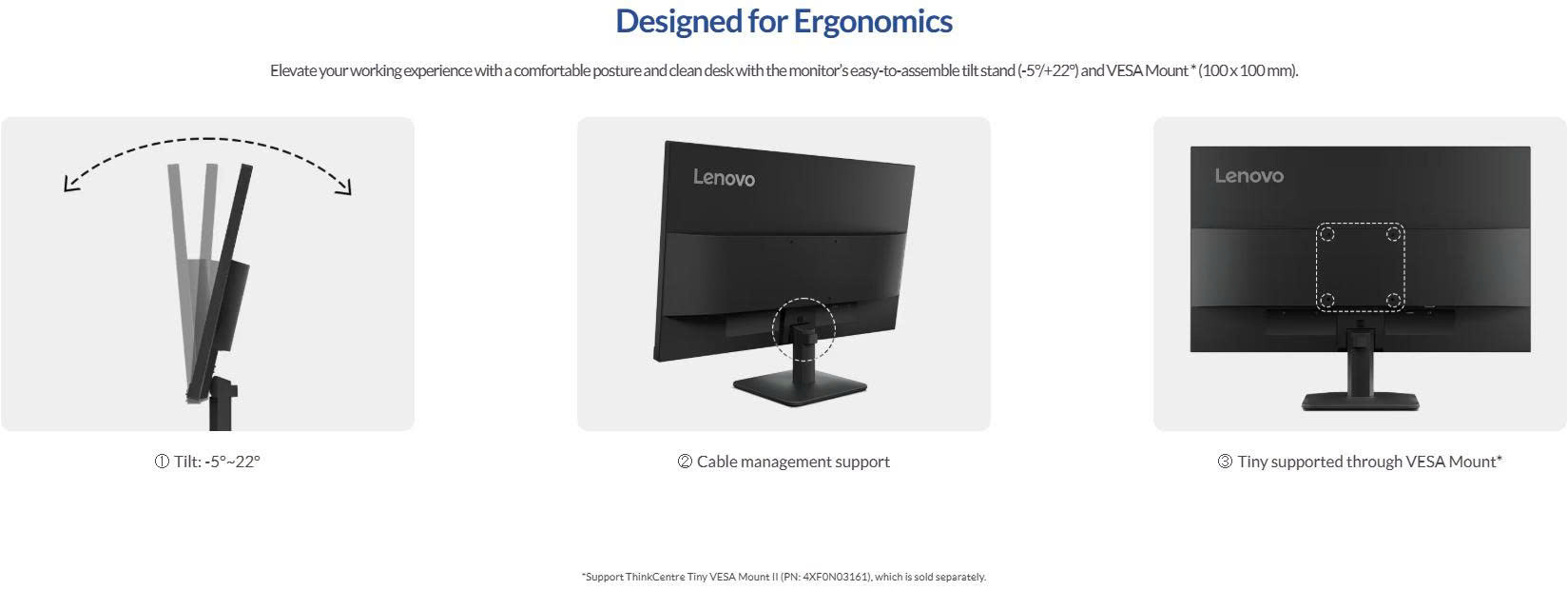 ThinkVision S24-4E mang đến hình ảnh sắc nét, phù hợp với không gian làm việc nhóm hoặc ghép đa màn hình