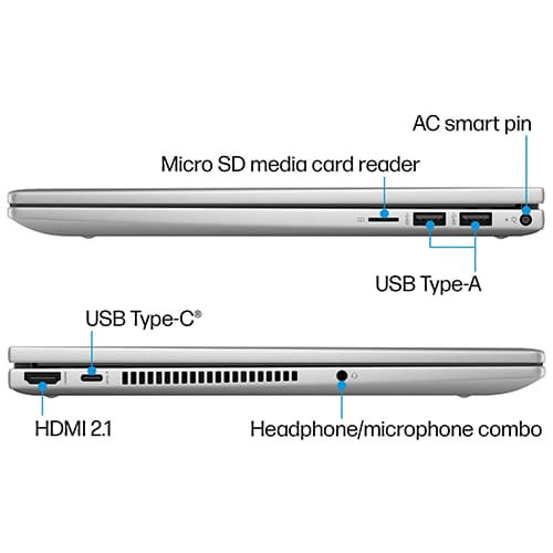 Thiết kế các cổng kết nối của laptop HP Envy x360 14-fc0090TU A19C0PA được bố trí hợp lý ở hai bên thân máy