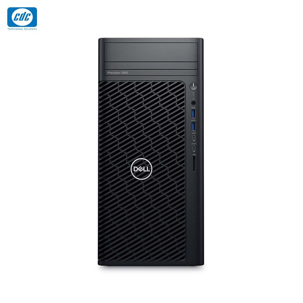 Máy tính trạm Dell Precision 3680 Tower có kiểu dáng tower truyền thống, phù hợp đặt cố định dưới bàn làm việc hoặc khu vực kỹ thuật,