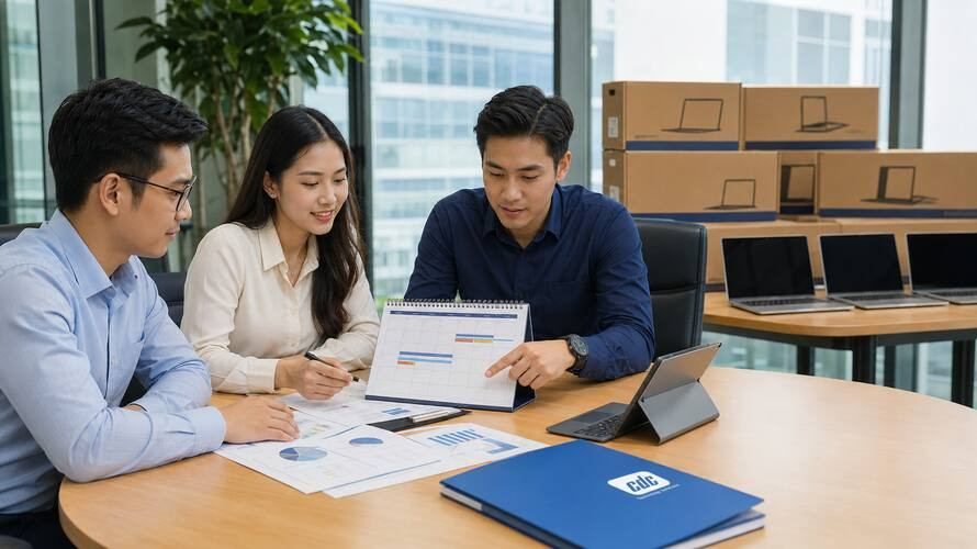 Lập ngân sách và tiến độ mua laptop số lượng lớn