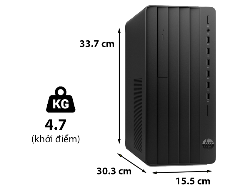 HP Pro Tower 280 G9 vẫn giữ triết lý thiết kế truyền thống của HP: kiểu dáng đứng (Tower), khung vỏ chắc chắn, dễ tháo lắp và bảo trì