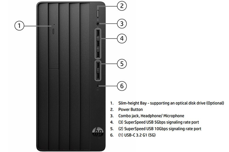 HP Pro Tower 280 G9 9H1S2PT được trang bị hệ thống cổng kết nối đầy đủ và mạnh mẽ