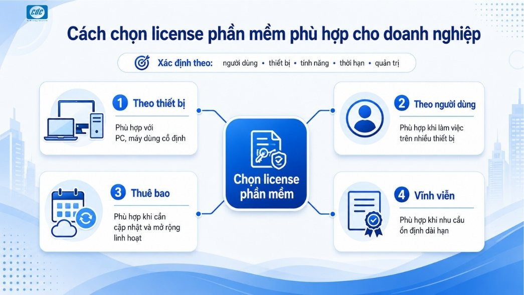 Cách chọn license phần mềm phù hợp cho doanh nghiệp.