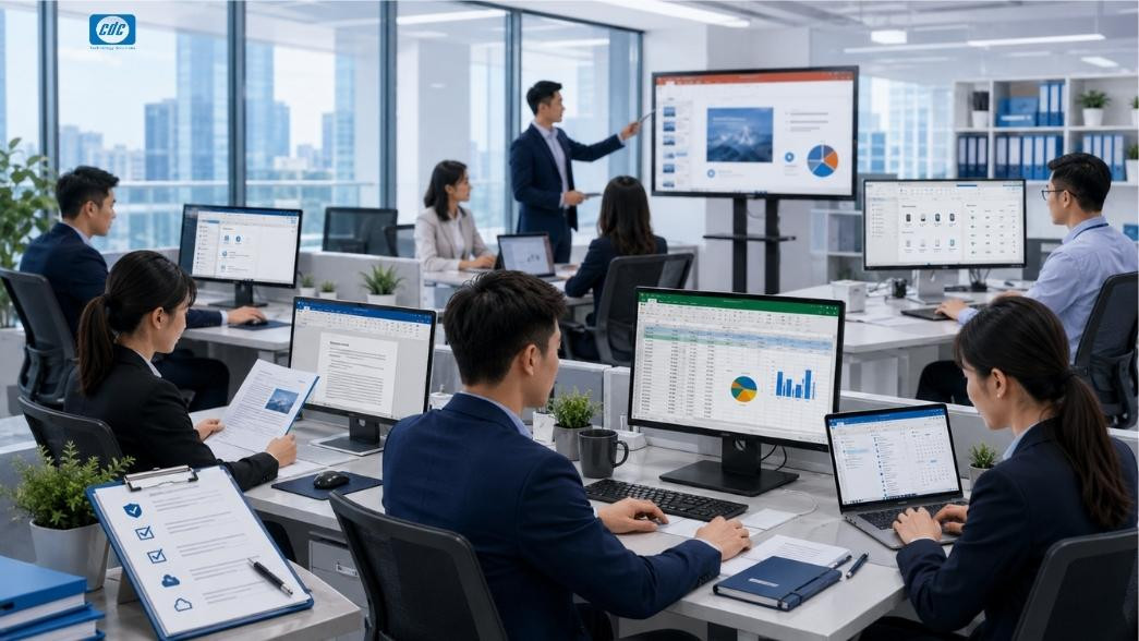 Office bản quyền giúp các phòng ban làm việc thống nhất trên cùng bộ công cụ, giảm lỗi định dạng và hỗ trợ quản lý phần mềm rõ ràng hơn.