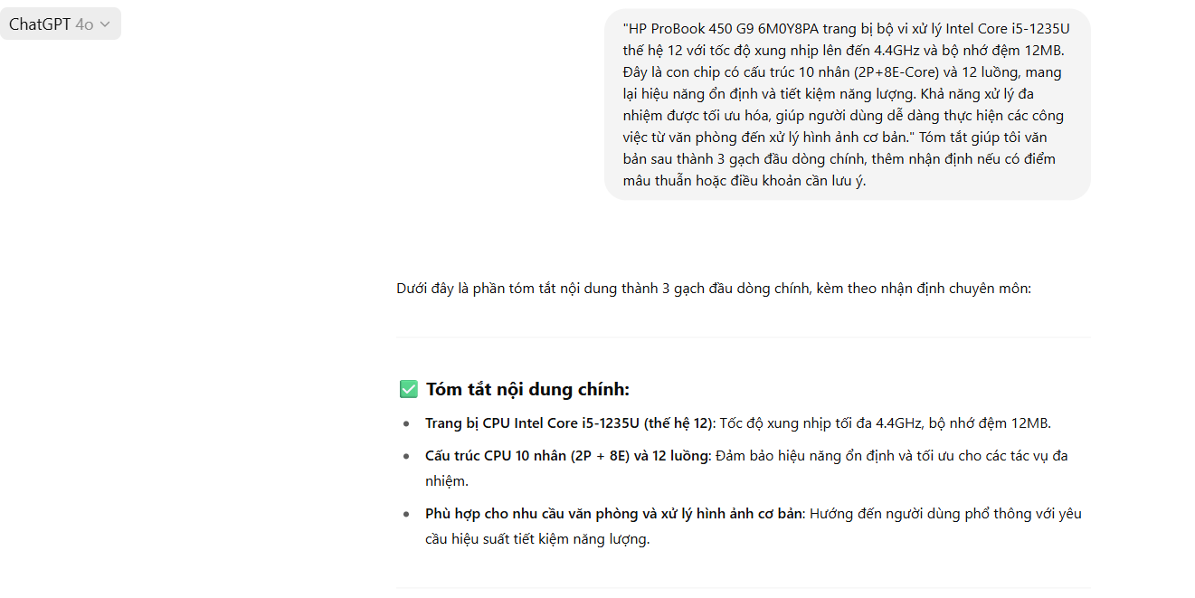 AI có thể phân tích và tóm tắt lại nội dung dài.