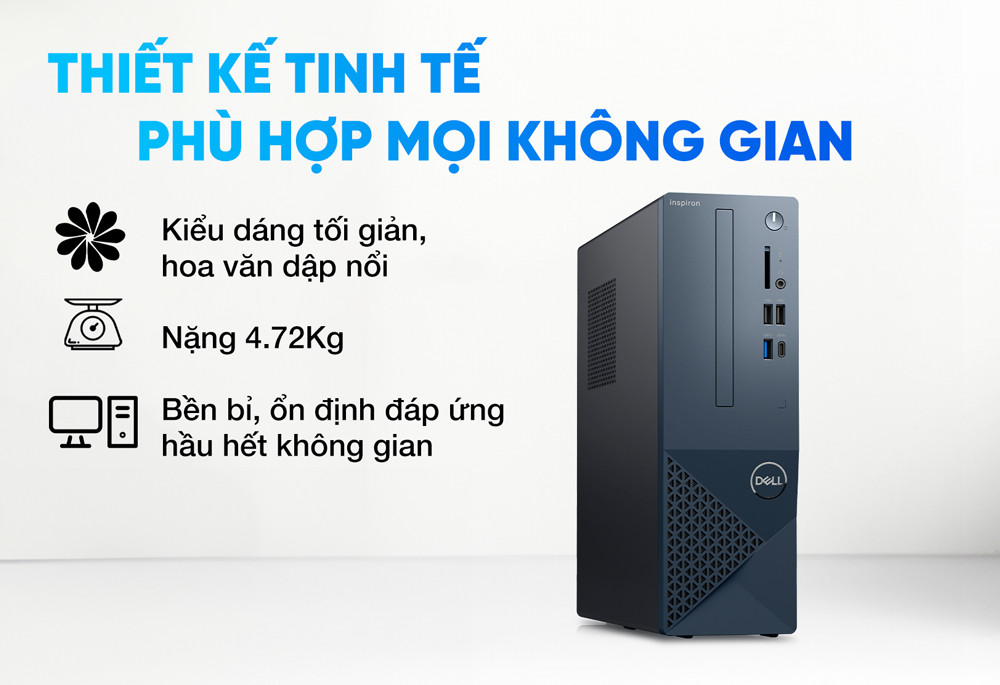 Dell Inspiron 3030S là mẫu desktop nhỏ gọn, dễ dùng, phù hợp với mọi góc học tập hay bàn làm việc tại nhà