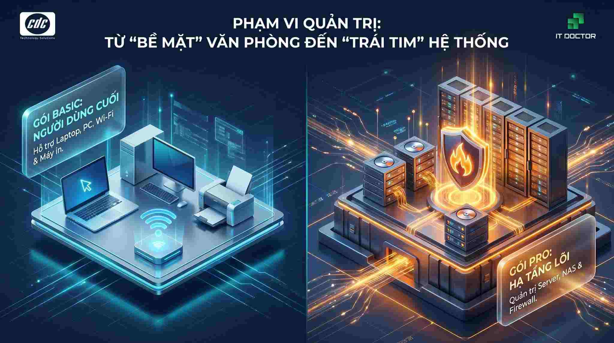 So sánh tiêu chí 1: Phạm vi quản trị hạ tầng