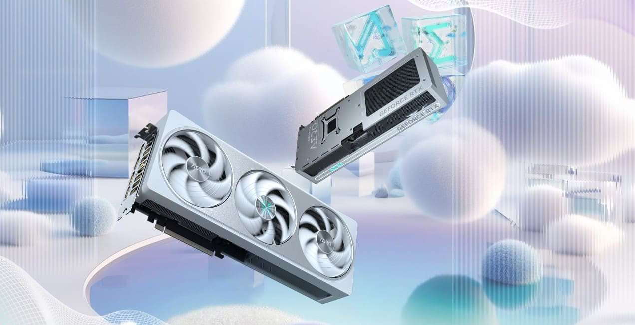 VGA Gigabyte RTX 5070 AERO OC – Thiết kế trắng bạc tinh tế, nổi bật ngay từ cái nhìn đầu tiên.