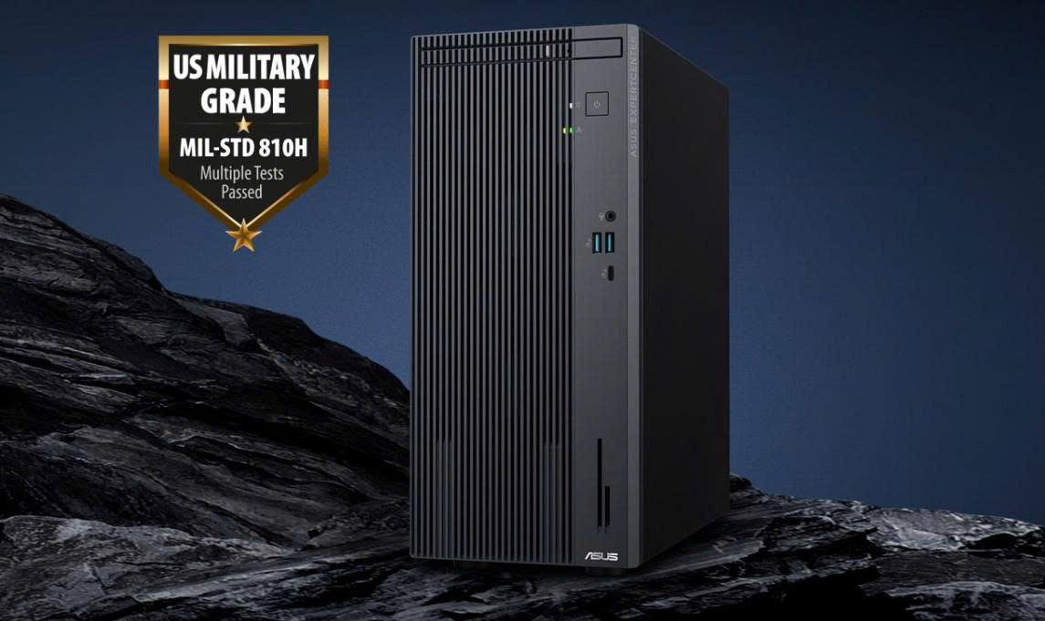 Thân máy Asus ExpertCenter P500MV được chế tạo chắc chắn, đạt tiêu chuẩn MIL-STD 810H của quân đội Mỹ