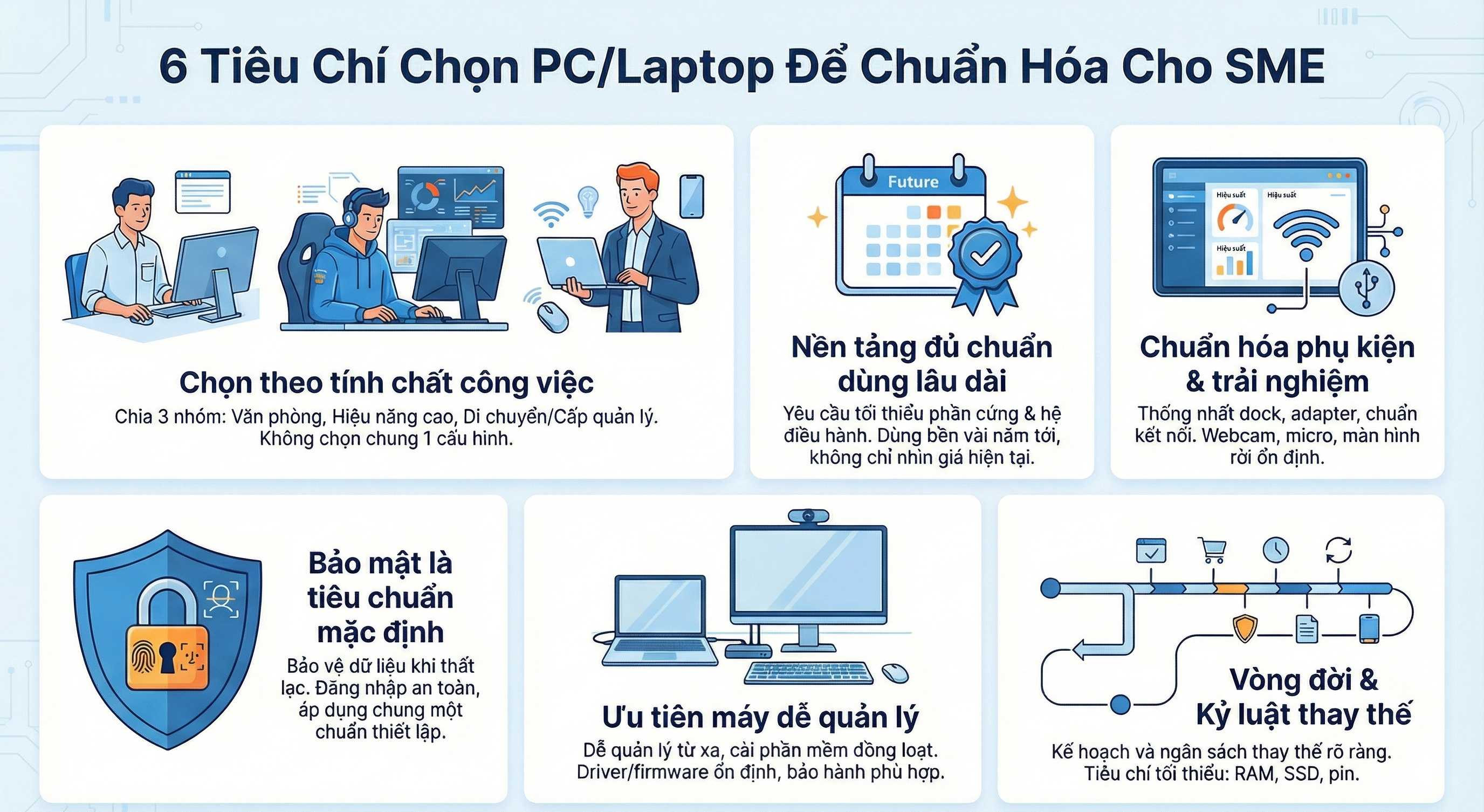 6 tiêu chí chọn PC/laptop để chuẩn hóa cho SME