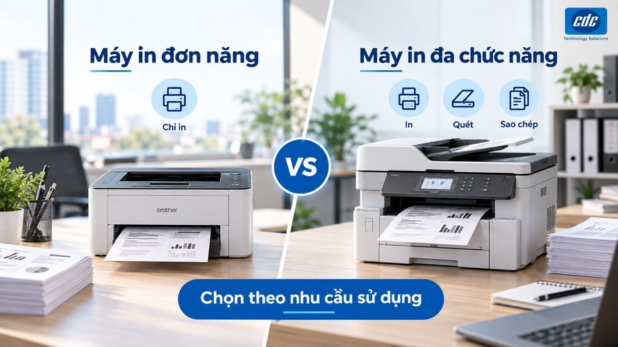 So sánh máy in laser đen trắng đơn năng và đa chức năng cho văn phòng