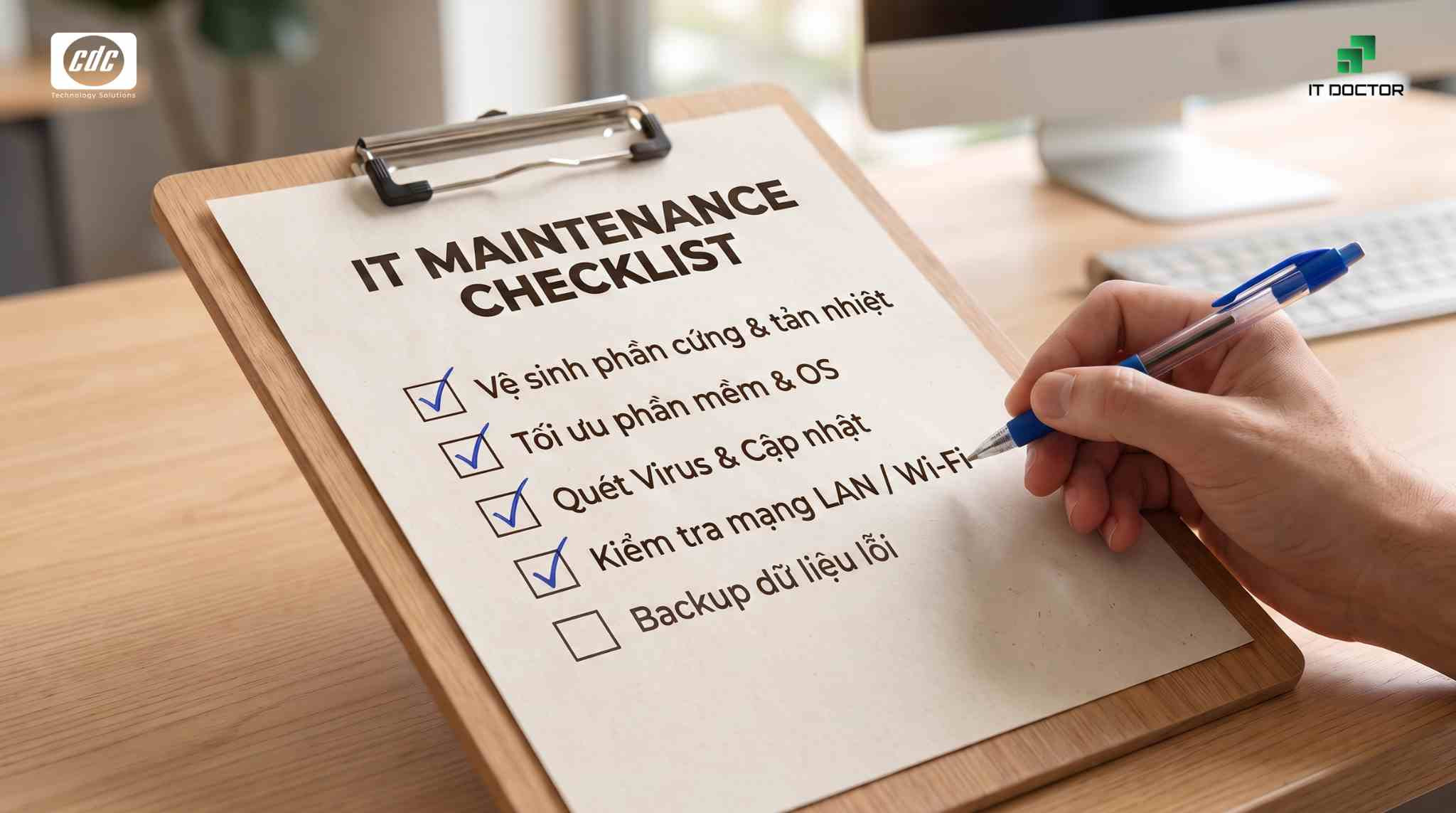 Checklist 5 hạng mục bắt buộc phải có khi kiểm tra máy tính văn phòng