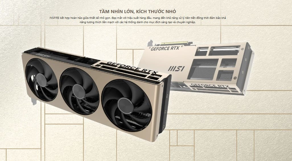 Hình ảnh dàn PC build tone trắng – bạc, card MSI INSPIRE làm điểm nhấn nổi bật giữa các linh kiện cao cấp.