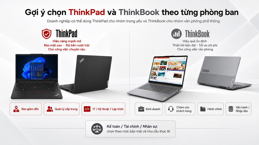 Gợi ý chọn ThinkPad và ThinkBook theo từng phòng ban