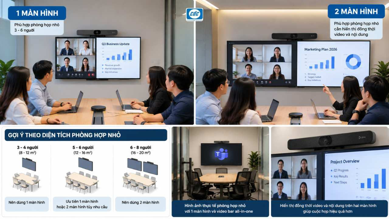 Phòng họp nhỏ nên dùng một hay hai màn hình? (a)