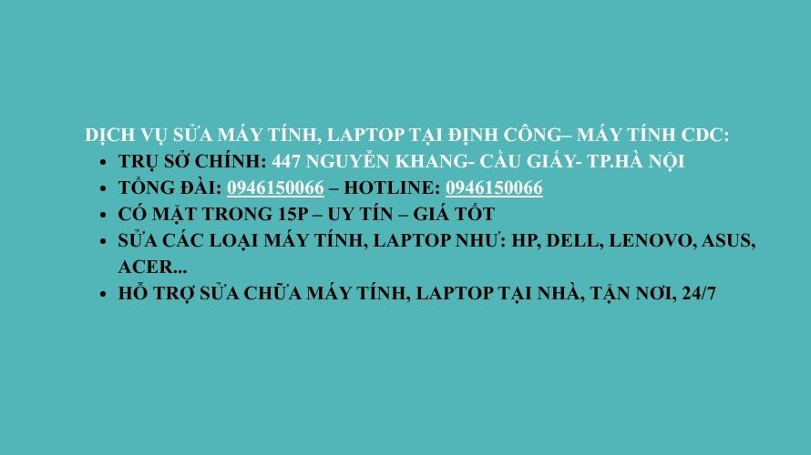 Dịch vụ sửa chữa Laptop, PC tại Máy tính CDC.