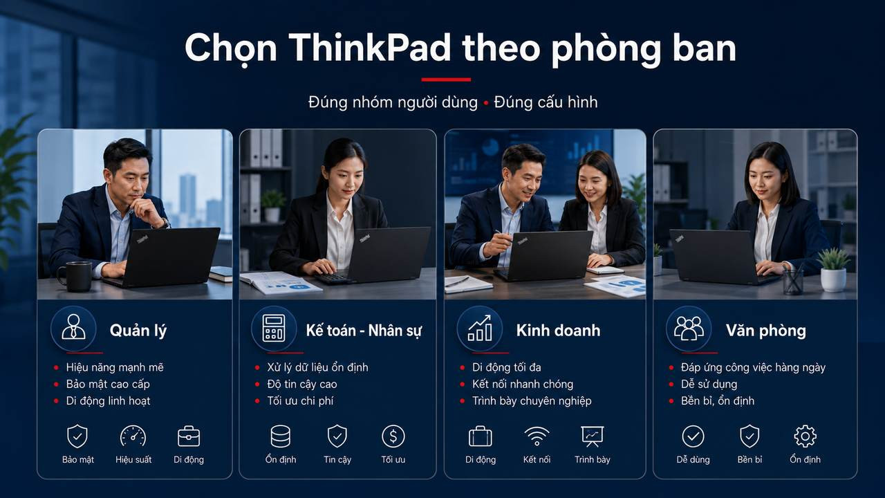 Chọn ThinkPad theo phòng ban trong doanh nghiệp