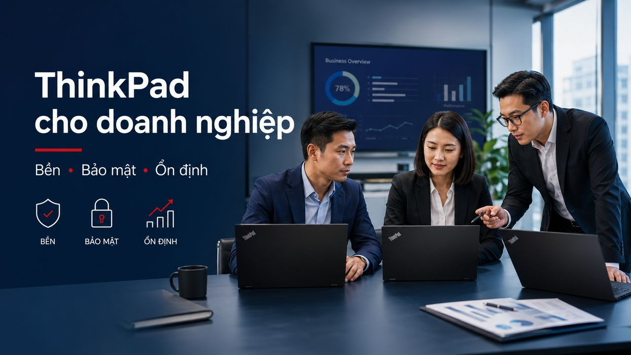 Laptop ThinkPad cho doanh nghiệp cần độ bền, bảo mật và bàn phím tốt