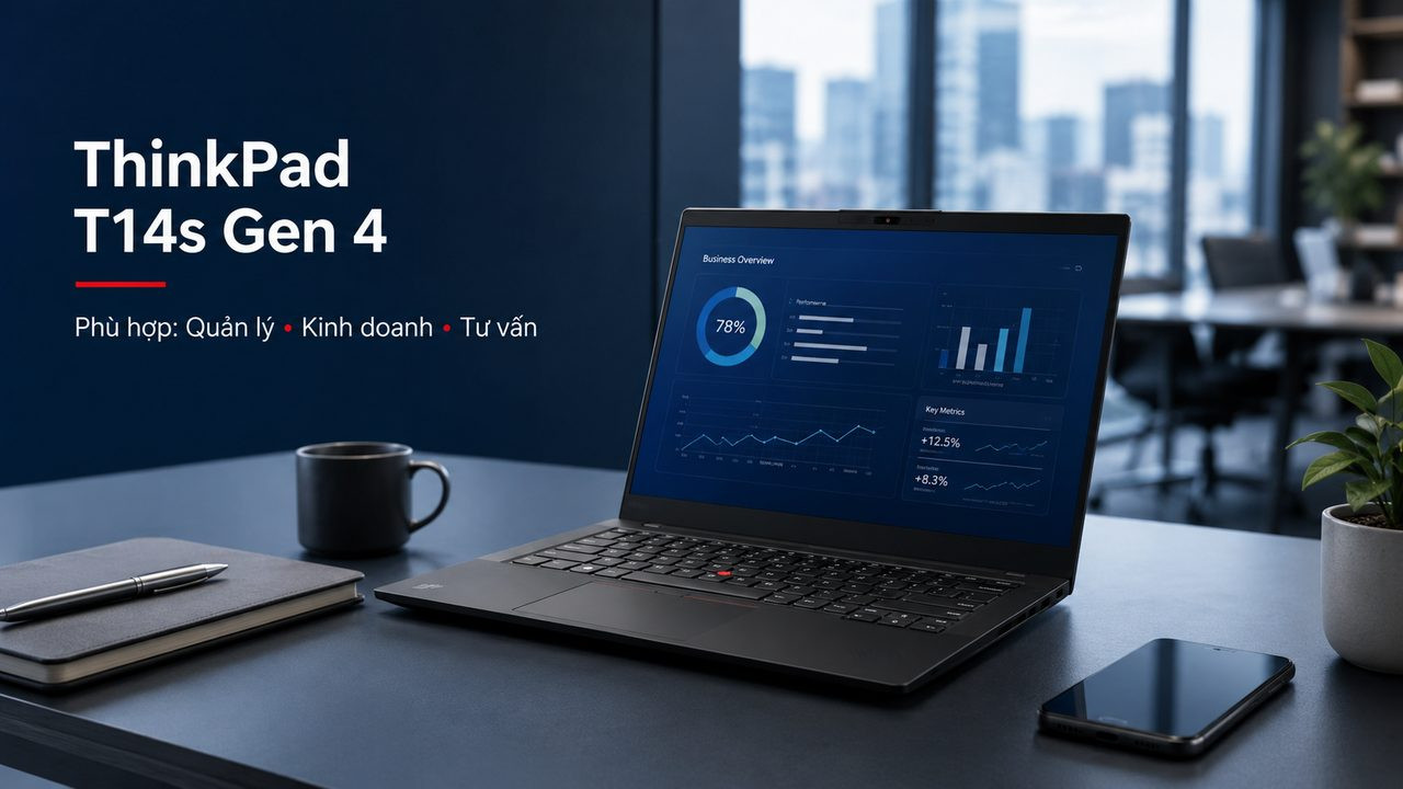 Laptop Lenovo ThinkPad T14s Gen 4 cho quản lý và nhân sự kinh doanh
