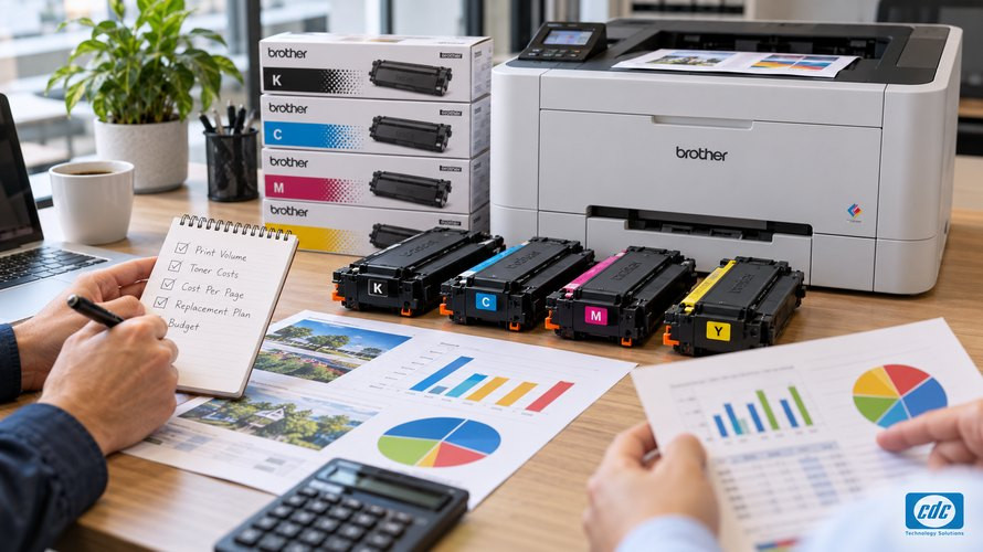 Minh họa chi phí toner màu và vật tư máy in laser màu Brother Minh họa chi phí toner màu và vật tư máy in laser màu Brother
